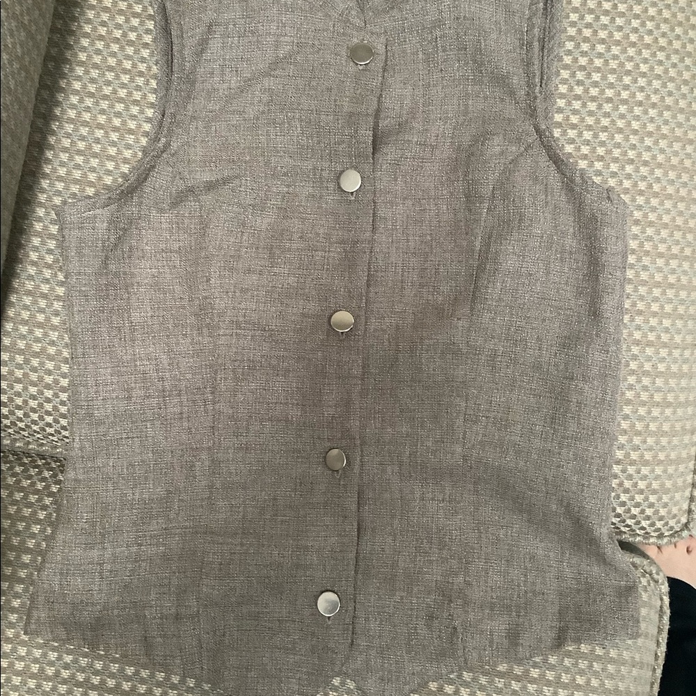 Taupe texture rayon vest-Neru collar